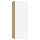 NNEVL 9 Piece TV Cabinet Set White and Sonoma Oak Engineered Wood