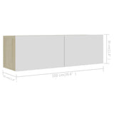 NNEVL 9 Piece TV Cabinet Set White and Sonoma Oak Engineered Wood