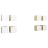 NNEVL Wall Mounted TV Cabinets 8pcs White and Sonoma Oak 30.5x30x30cm