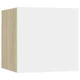 NNEVL Wall Mounted TV Cabinets 8pcs White and Sonoma Oak 30.5x30x30cm