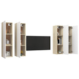 NNEVL TV Cabinets 4 pcs White and Sonoma Oak 30.5x30x110 cm Chipboard