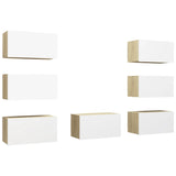 NNEVL TV Cabinets 7 pcs White and Sonoma Oak 30.5x30x60 cm Chipboard