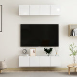 NNEVL TV Cabinets 4 pcs High Gloss White 60x30x30 cm Chipboard