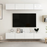 NNEVL TV Cabinets 4 pcs High Gloss White 100x30x30 cm Engineered Wood