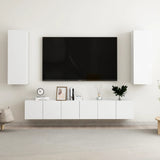 NNEVL 5 Piece TV Cabinet Set High Gloss White Chipboard