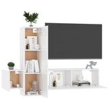 NNEVL 3 Piece TV Cabinet Set High Gloss White Chipboard