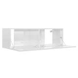 NNEVL 3 Piece TV Cabinet Set High Gloss White Chipboard