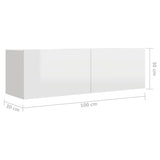 NNEVL 3 Piece TV Cabinet Set High Gloss White Chipboard