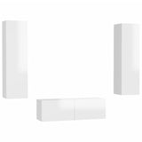NNEVL 3 Piece TV Cabinet Set High Gloss White Chipboard