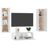 NNEVL 3 Piece TV Cabinet Set High Gloss White Chipboard