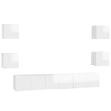 NNEVL 7 Piece TV Cabinet Set High Gloss White Chipboard
