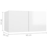 NNEVL 7 Piece TV Cabinet Set High Gloss White Chipboard