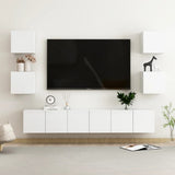 NNEVL 7 Piece TV Cabinet Set High Gloss White Chipboard