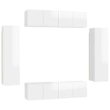 NNEVL 6 Piece TV Cabinet Set High Gloss White Chipboard