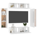 NNEVL 6 Piece TV Cabinet Set High Gloss White Chipboard
