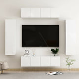 NNEVL 6 Piece TV Cabinet Set High Gloss White Chipboard