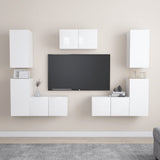 NNEVL 7 Piece TV Cabinet Set High Gloss White Chipboard