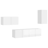 NNEVL 4 Piece TV Cabinet Set High Gloss White Chipboard