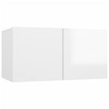 NNEVL 4 Piece TV Cabinet Set High Gloss White Chipboard