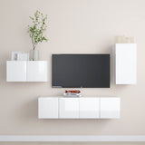 NNEVL 4 Piece TV Cabinet Set High Gloss White Chipboard