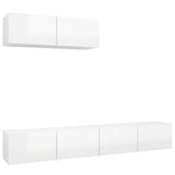 NNEVL TV Cabinets 3 pcs High Gloss White Engineered Wood
