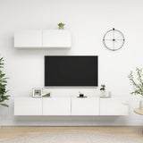 NNEVL TV Cabinets 3 pcs High Gloss White Engineered Wood