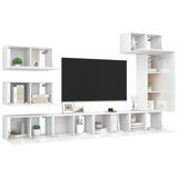 NNEVL 8 Piece TV Cabinet Set High Gloss White Chipboard