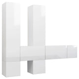 NNEVL 7 Piece TV Cabinet Set High Gloss White Chipboard