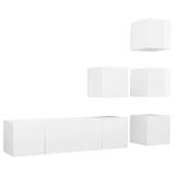 NNEVL 6 Piece TV Cabinet Set High Gloss White Chipboard