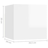 NNEVL 6 Piece TV Cabinet Set High Gloss White Chipboard