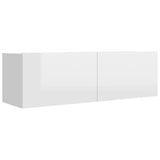 NNEVL 5 Piece TV Cabinet Set High Gloss White Chipboard