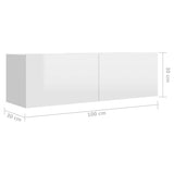 NNEVL 5 Piece TV Cabinet Set High Gloss White Chipboard