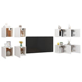 NNEVL Wall Mounted TV Cabinets 8 pcs High Gloss White 30.5x30x30 cm