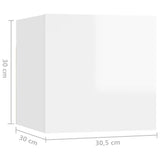 NNEVL Wall Mounted TV Cabinets 8 pcs High Gloss White 30.5x30x30 cm