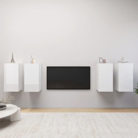 NNEVL TV Cabinets 4 pcs High Gloss White 30.5x30x60 cm Chipboard