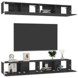 NNEVL TV Cabinets 4 pcs High Gloss Black 100x30x30 cm Engineered Wood