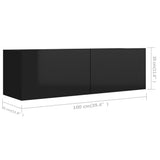 NNEVL TV Cabinets 4 pcs High Gloss Black 100x30x30 cm Engineered Wood