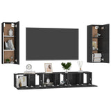 NNEVL 5 Piece TV Cabinet Set High Gloss Black Chipboard