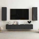 NNEVL 5 Piece TV Cabinet Set High Gloss Black Chipboard