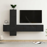 NNEVL 5 Piece TV Cabinet Set High Gloss Black Chipboard