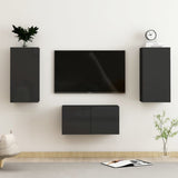 NNEVL 3 Piece TV Cabinet Set High Gloss Black Chipboard