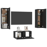 NNEVL 3 Piece TV Cabinet Set High Gloss Black Chipboard