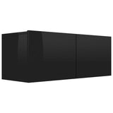 NNEVL 3 Piece TV Cabinet Set High Gloss Black Chipboard