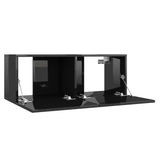 NNEVL 3 Piece TV Cabinet Set High Gloss Black Chipboard