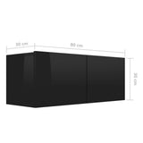 NNEVL 3 Piece TV Cabinet Set High Gloss Black Chipboard