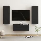 NNEVL 3 Piece TV Cabinet Set High Gloss Black Chipboard