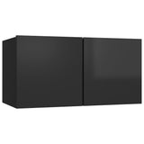NNEVL 6 Piece TV Cabinet Set High Gloss Black Chipboard