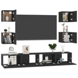 NNEVL 6 Piece TV Cabinet Set High Gloss Black Engineered Wood