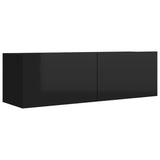 NNEVL 6 Piece TV Cabinet Set High Gloss Black Engineered Wood