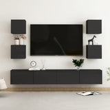 NNEVL 6 Piece TV Cabinet Set High Gloss Black Engineered Wood